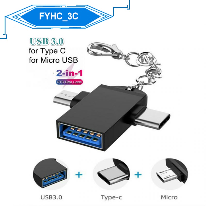Đầu Chuyển Đổi Otg Micro Usb Sang Usb 3.0 2 Trong 1 Cho Điện Thoại Android / Máy Tính Bảng Type-C