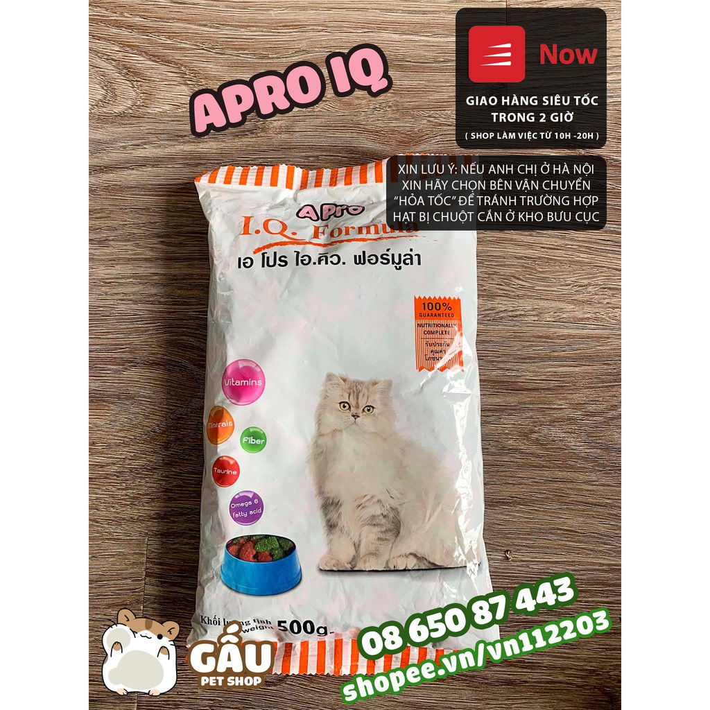 Thức ăn hạt khô cho mèo Apro IQ Formula 500gr