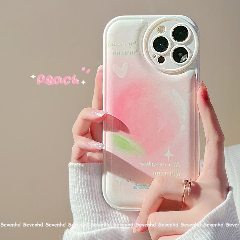 Ốp Điện Thoại Mềm Họa Tiết Quả Đào Mắt To Đơn Giản iPhone 14 13 12 11 Pro Max X XR Xs Max 8 7 6 6s Plus SE 2020