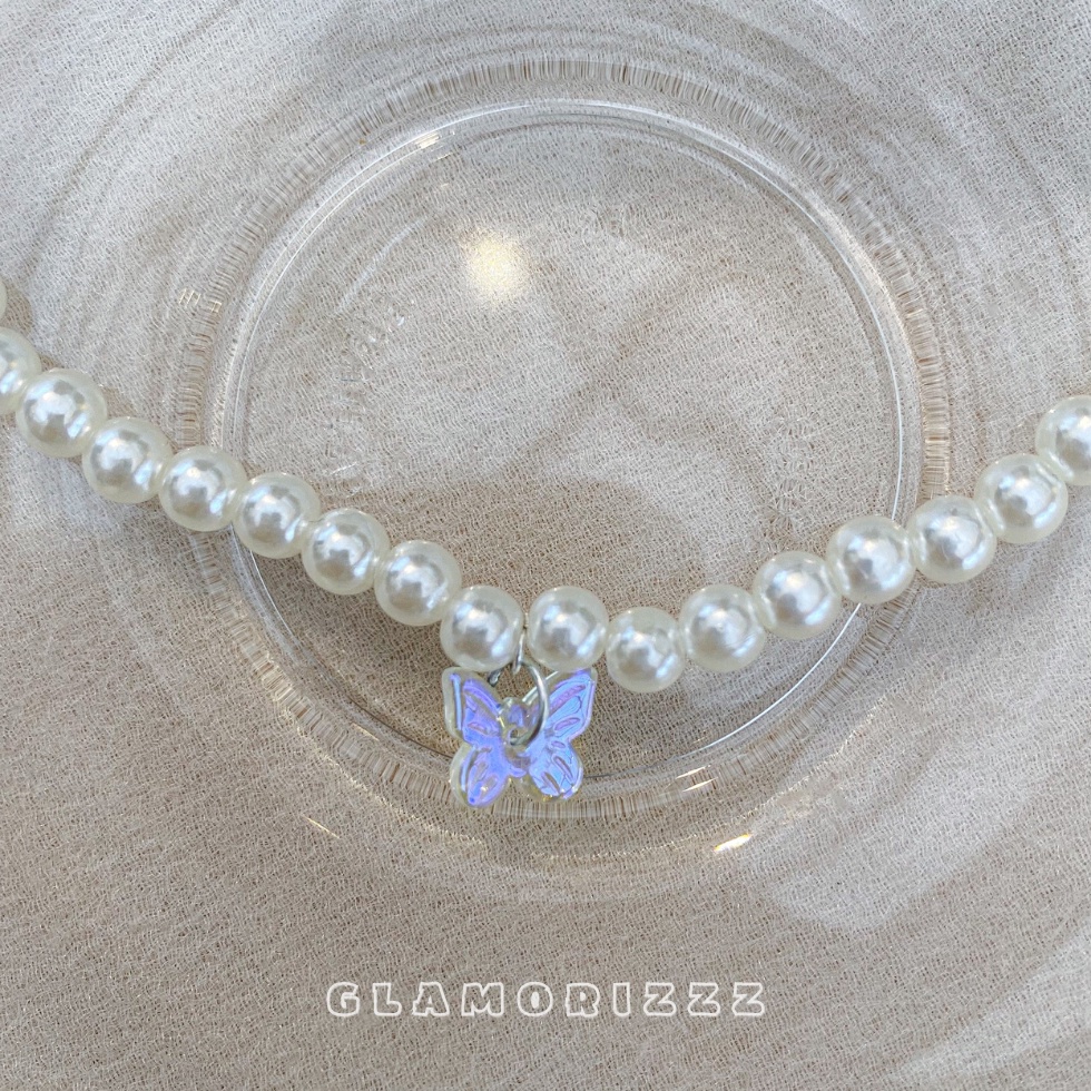 Dây chuyền dạng hạt mặt bướm thủy tinh nhỏ xinh xắn | Handmade by Glamorizzz |