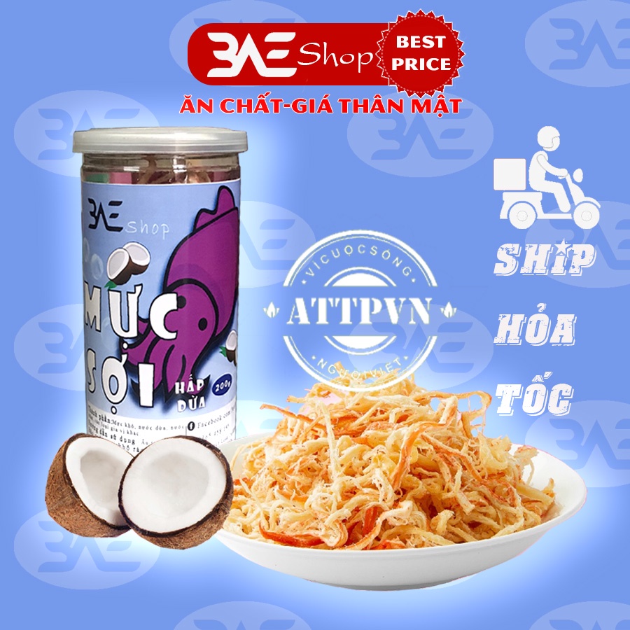 Mực sợi hấp nước dừa loại 200g đồ ăn vặt ngon shop 3AE Hà Nội