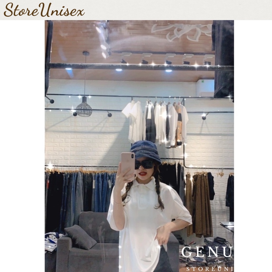 Áo polo tay lỡ nam nữ có cổ form rộng áo thun polo oversize in Mặt cười cotton giá xưởng UnisexShop222