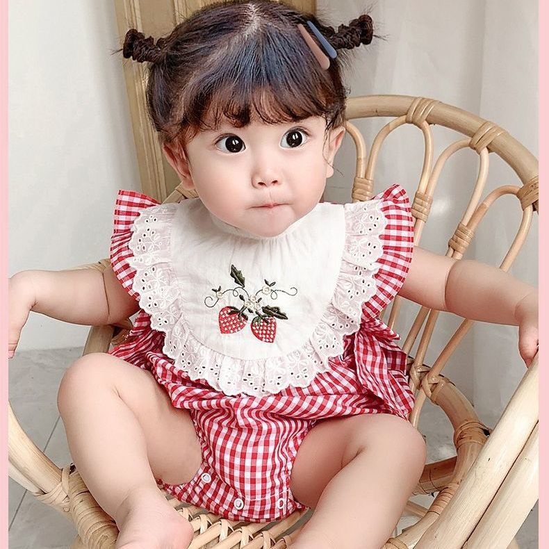 Body chip váy liền thân dâu tây mùa hè bé gái dễ thương