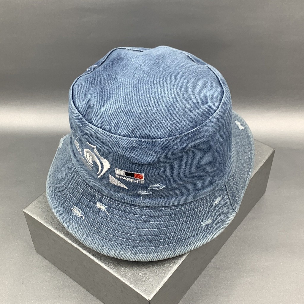 Mũ Bucket lecoq sportif - Mũ tai bèo rộng vành  Lecoq Sportif chất liệu jean kaki rách cao cấp