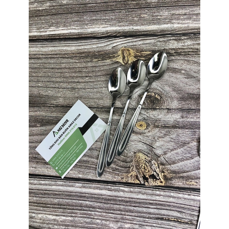 Thìa muỗng chanh Inox 8817 nhỏ khuấy sinh tố nước ép cán dài đầu nhọn sáng bóng chất lượng