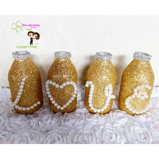 Bộ 4 bình chữ love màu vàng new
