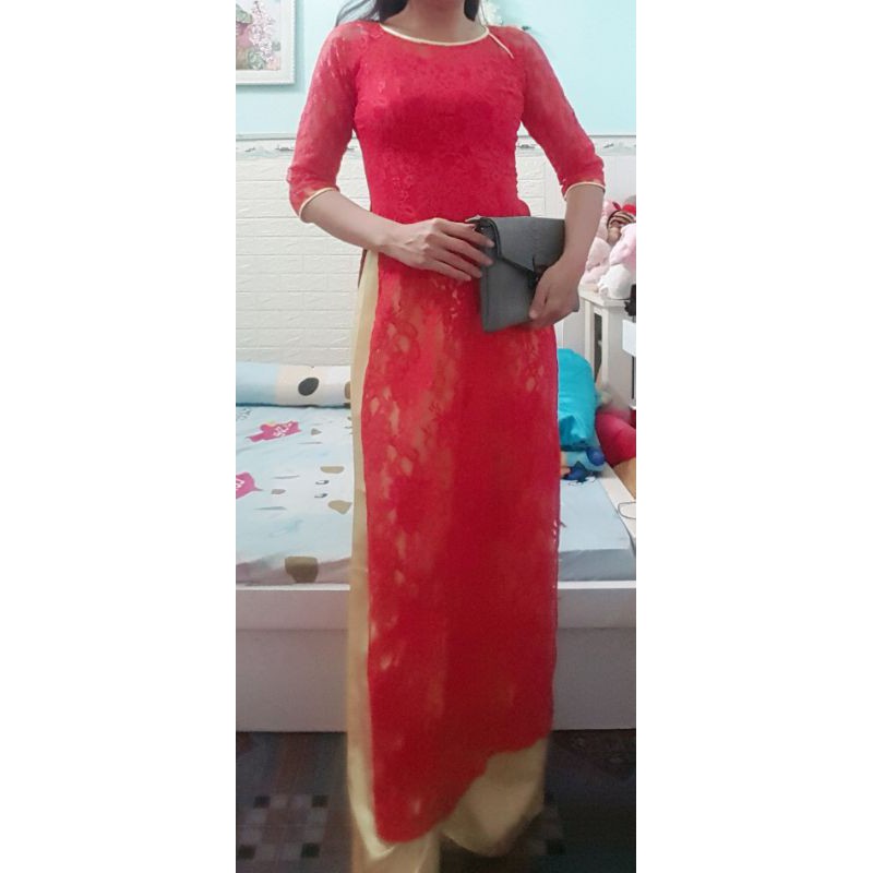 Thanh lý bộ áo dài ren đỏ