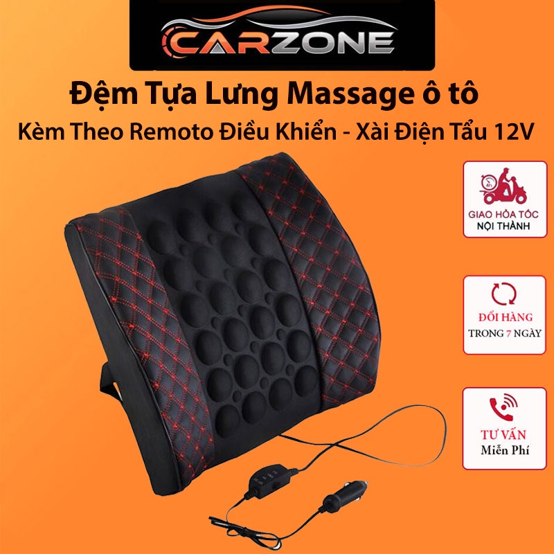 Đệm Tựa Lưng Massage Ô Tô - Kèm Theo Remoto Điều Khiển - Xài Điện Tẩu 12V CARZONE.TOP