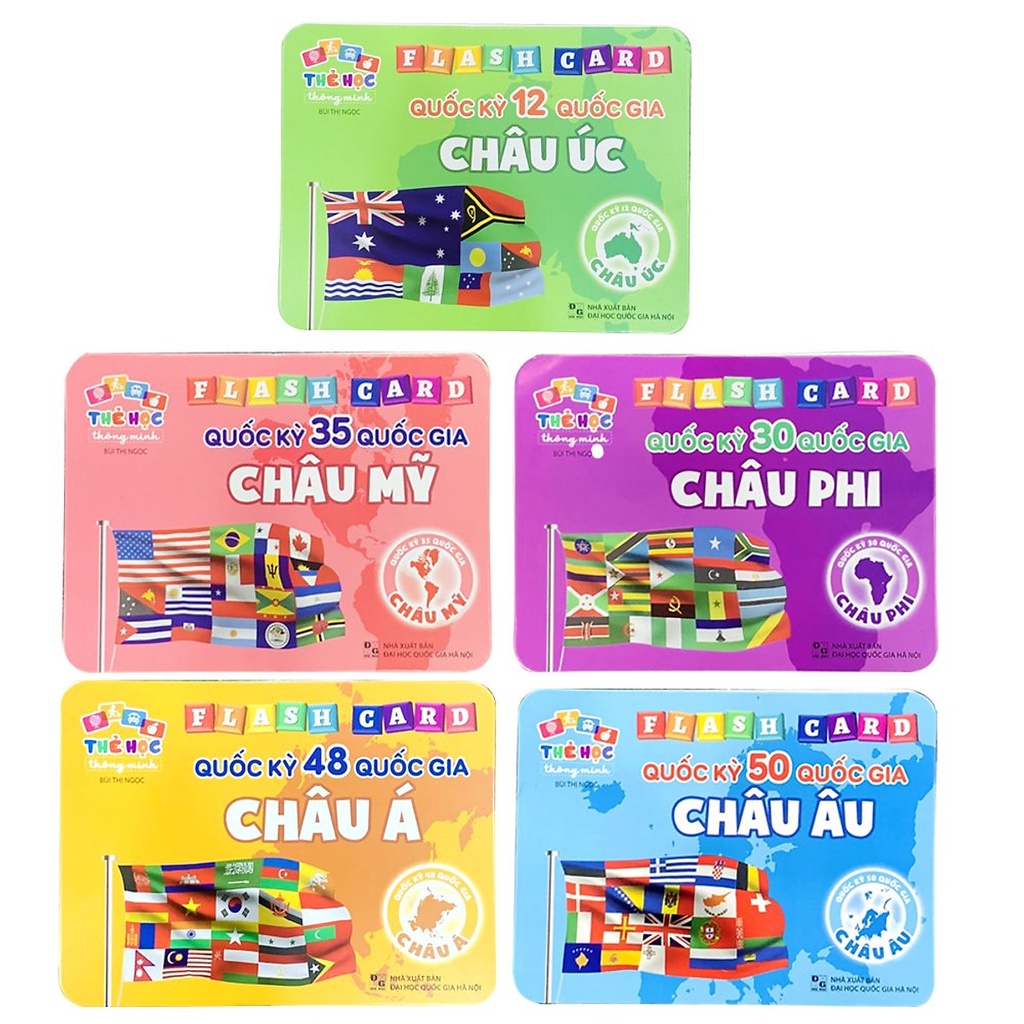 Flash Card Cờ Các Nước - Quốc Kỳ Các Quốc Gia Trên Thế Giới (5 châu lục , 175 thẻ)