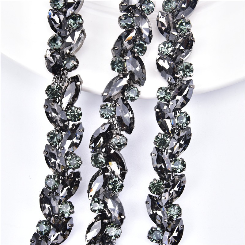 Dây Xích Kim Loại Đồng Đính Đá Pha Lê Chiều Rộng 1.5cm Dùng Trang Trí Quần Áo / Túi Xách DIY