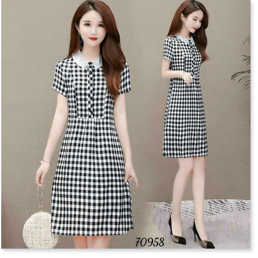 ĐẦM LỤA CARO DÁM SUÔNG THÍCH HỢP CHO CÁC BAN NỮ ĐI DỰ TIỆC,ĐI CHƠI.... THỜI TRANG KOKO MI