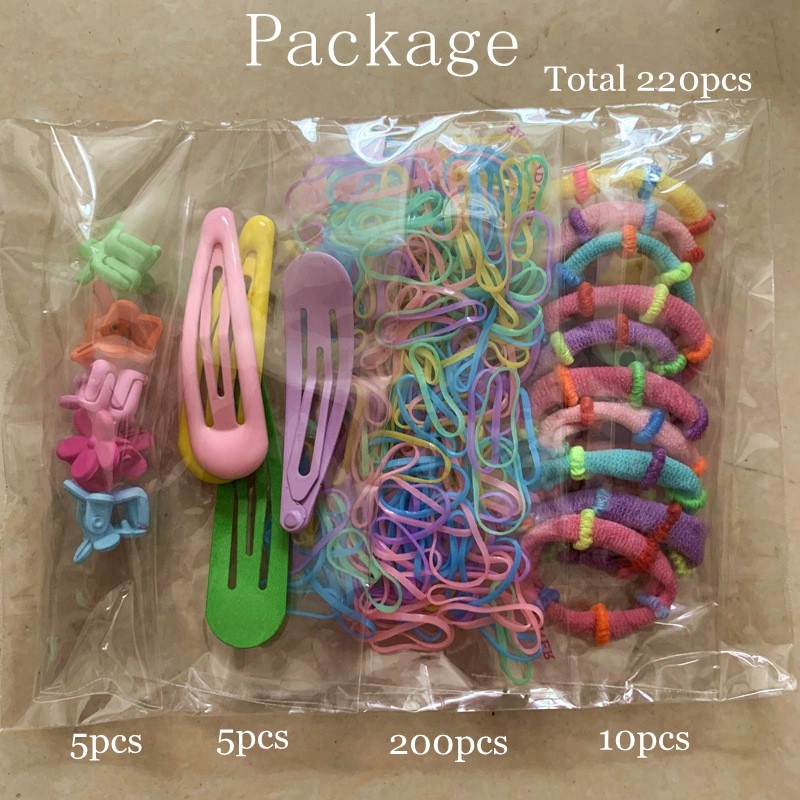 Set 220 Kẹp Tóc Nhiều Màu Sắc Dễ Thương Cho Bé Gái