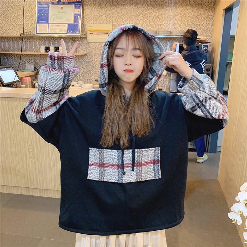 Áo hoodie, áo nỉ bông có mũ siêu ấm tay phối dạ form rộng phong cách ulzzang trẻ trung năng động_M14 | BigBuy360 - bigbuy360.vn