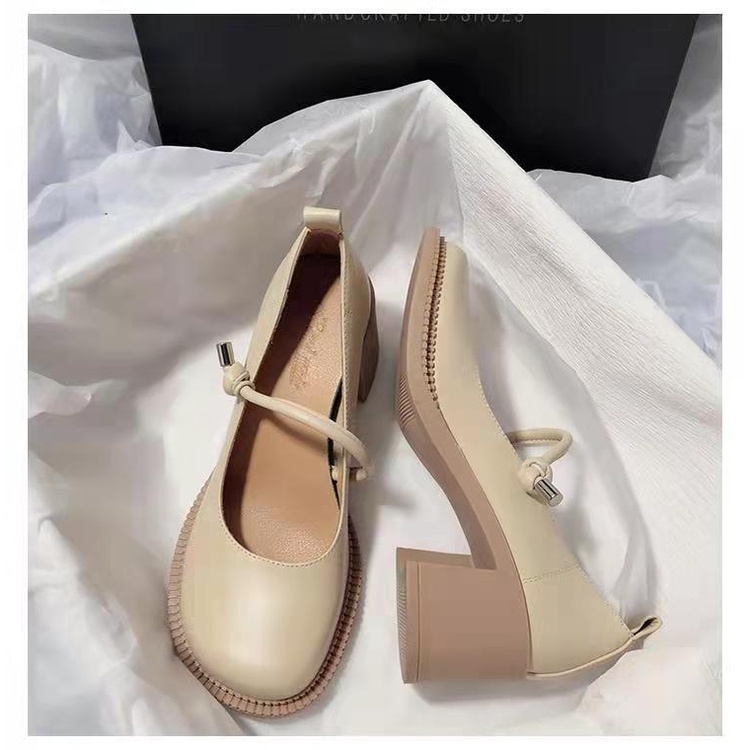 Giày Cao Gót Mũi Tròn Gót Dày Phong Cách Nhật Bản Mùa Hè 2022 Mới Cho Nữ
