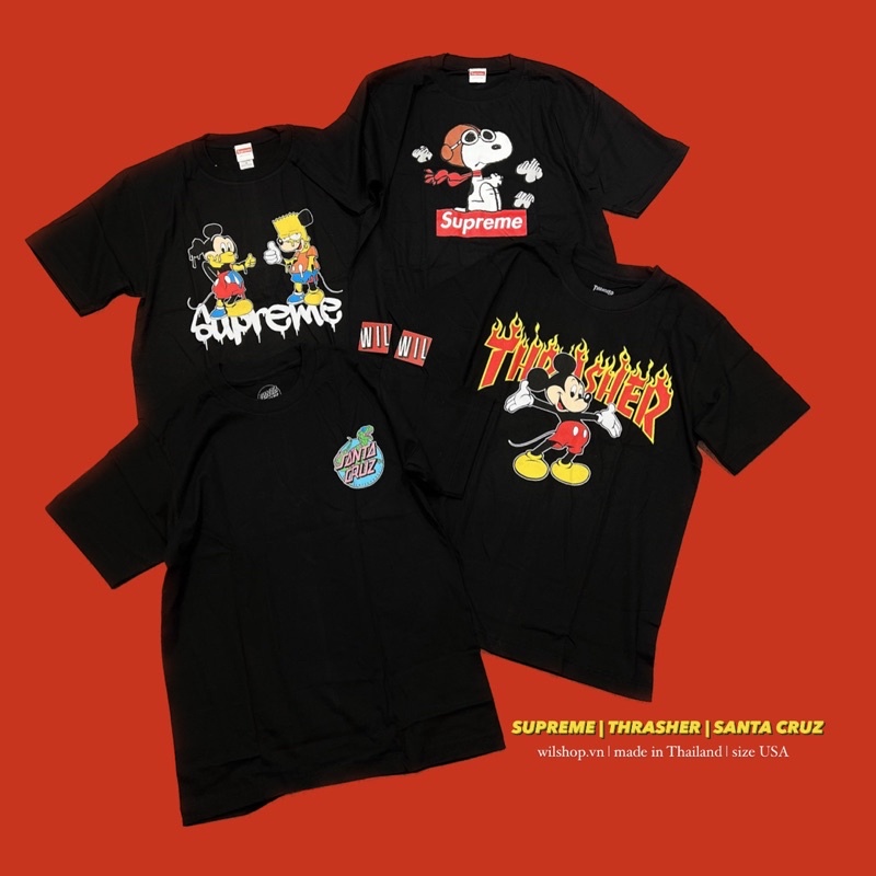 ÁO SUPREME - THRASHER - SANTA CRUZ - HUMAN MADE - ÁO UNISEX SIZE USA
