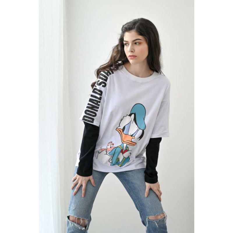 Donald Duck Áo Sweater In Hình Mặt Nạ Donald 2 Tông Độc Đáo Cá Tính