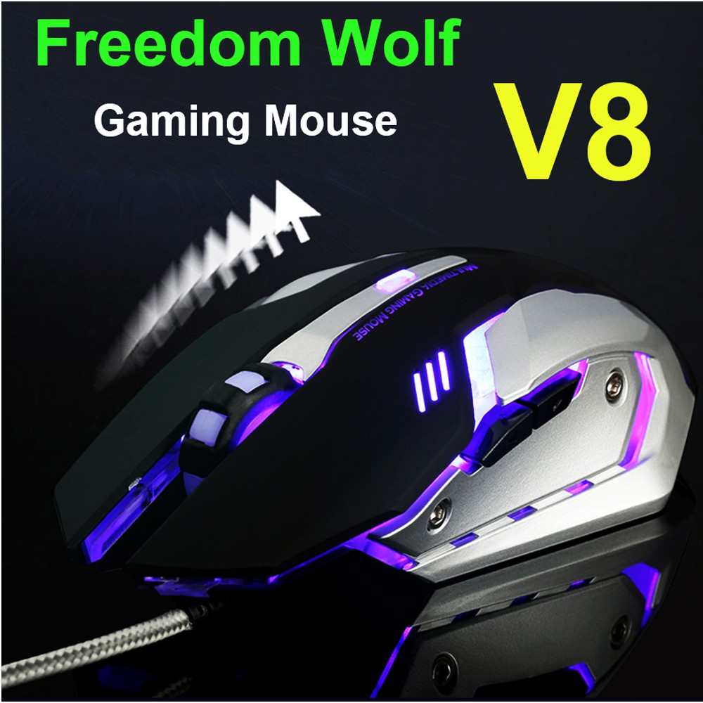 Chuột game 6D-LED 7 màu FREE WOLF T02+ Tặng Lót Chuột