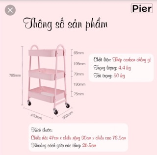 Kệ đa năng cao cấp Pier (kệ đựng đồ đa năng có bánh)