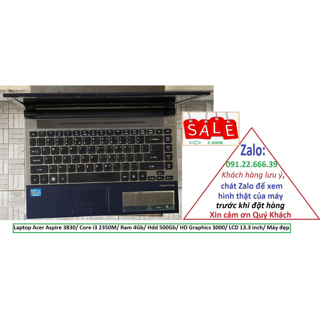 Laptop Acer Aspire 3830/ Core i3 2350M/ Ram 4Gb/ Hdd 500Gb/ HD Graphics 3000/ LCD 13.3 inch/ Máy đẹp | BigBuy360 - bigbuy360.vn