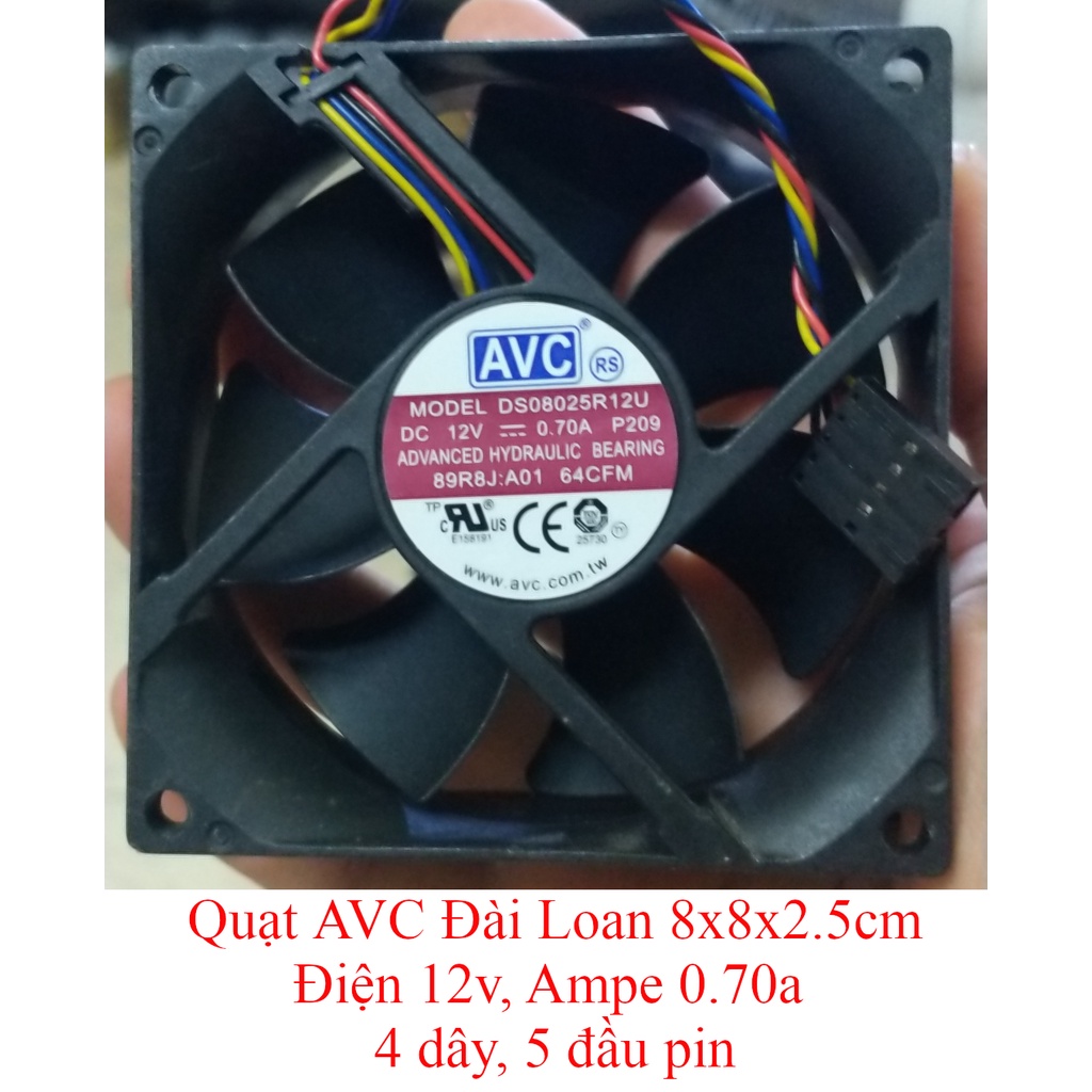 Fan quạt 8cm siêu mạnh tản nhiệt máy tính hiệu DELTA, FOXCONN, AVC dòng 12v, ampe 0.6 đến 0.7a, hàng tháo máy Server