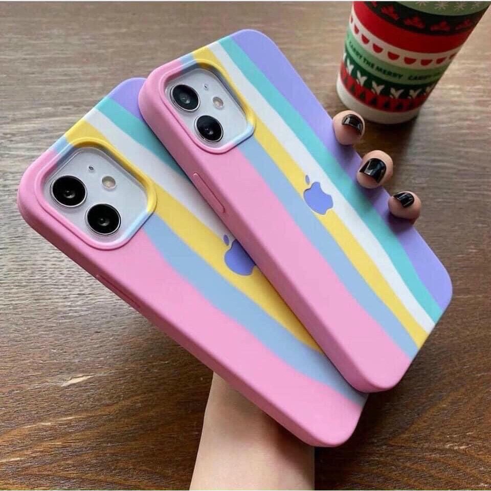 Ốp chống bẩn iphone Táo Cầu Vồng 💗 Full viền 💗 6/6plus/6s/6splus/7/7plus/8/8plus/x/xs/11/12/pro/max/plus/promax