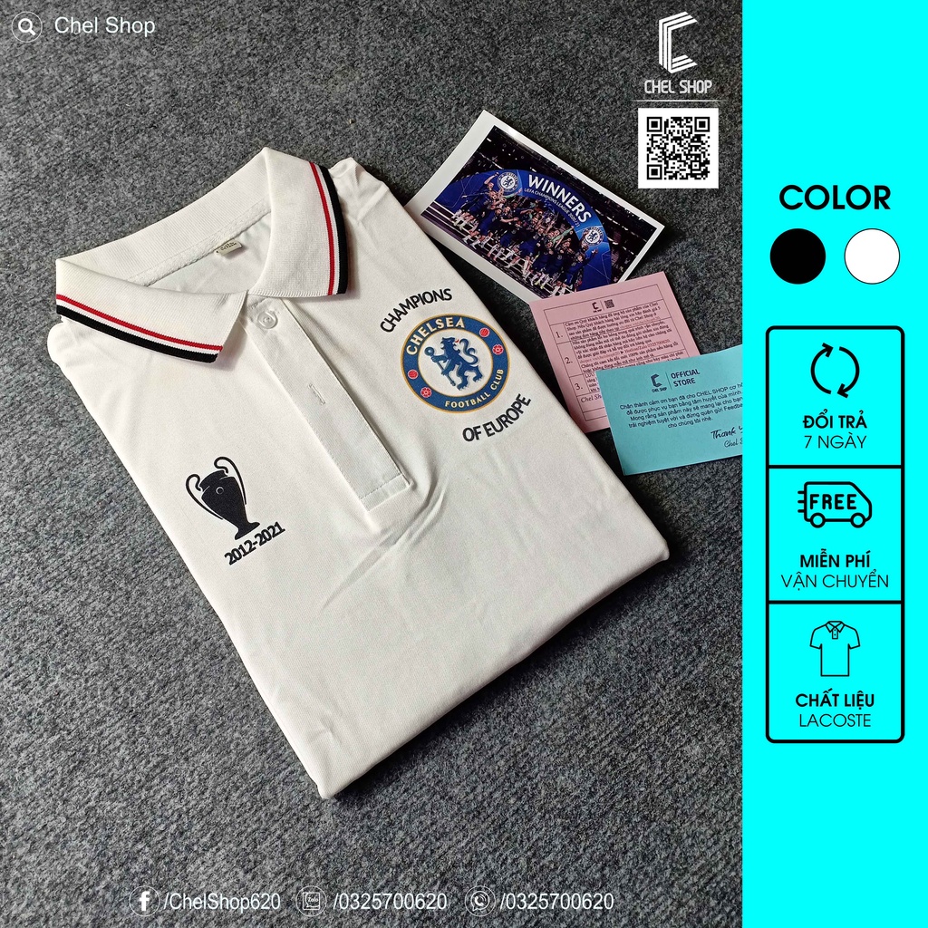 Áo polo 2V cao cấp Chelsea kỷ niệm vô địch UCL 2012-2021[ẢNH THẬT]