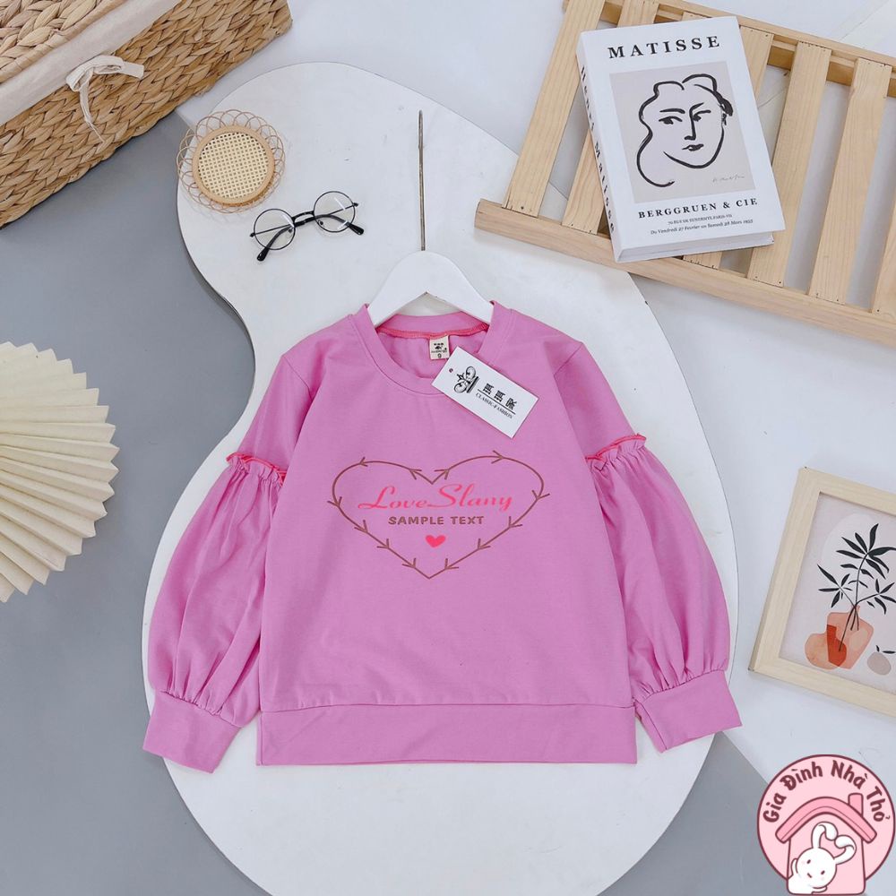 Áo cotton dài tay giữ nhiệt thu đông bé gái đi học đi chơi