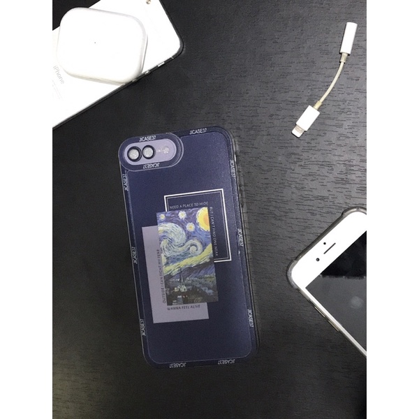 Ốp lưng iphone cạnh vuông Jicase Vangogh stary night 7/7plus/8/8plus