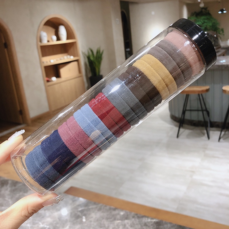 Dây Buộc Tóc Cao Su Co Giãn Không Đường May Màu Trơn Phong Cách Morandi Thời Trang Hàn Quốc