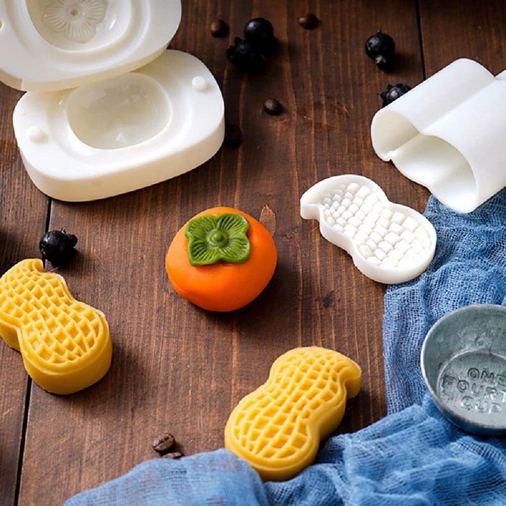 Khuôn Nhấn Tay Làm Bánh Quy Hình Hạt Đậu Xanh 3D Phong Cách Trung Hoa