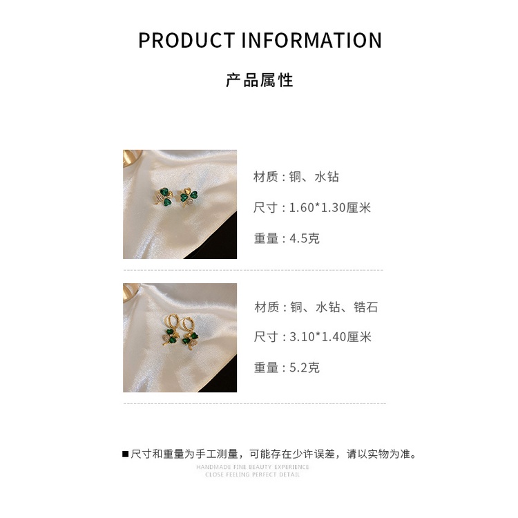 2022 Bông Tai Ngọc Lục Bảo Đính Kim Cương Giả