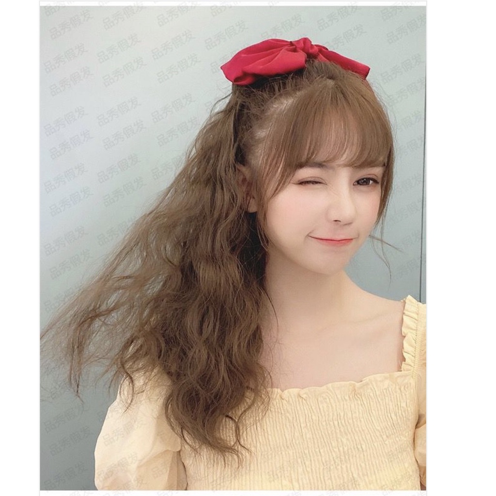 Tóc giả nữ cột 🤓FREESHIP🤓 Tóc giả cột xù kèm nơ tóc đỏ