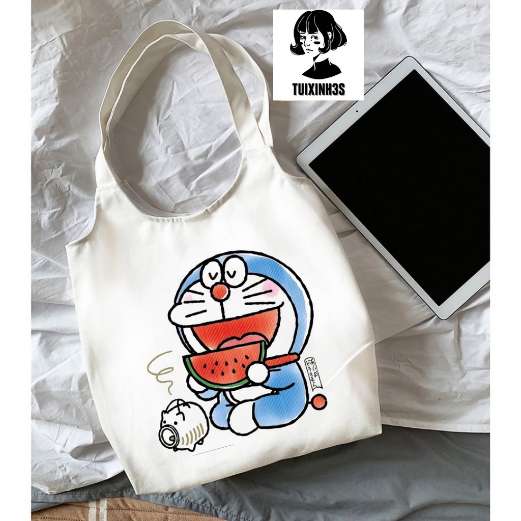 Túi Tote Tuổi Thơ DoraEmon Vải Canvas Đi Học Đi Chơi