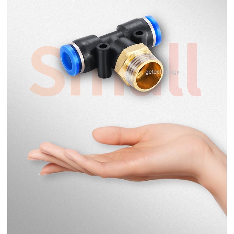Đầu nối khí nén chữ T ren ngoài PB, cút nối PB chữ T có ren ngoài, cút nối nhanh chữ T PB4 PB6 PB8 PB10 PB12 PB16