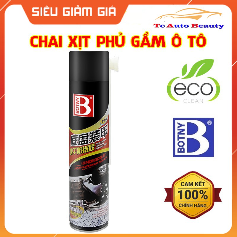 Chai sơn xịt phủ gầm Botny B-1117 dung dịch phủ lót gầm xe chống ăn mòn, chống rỉ sét, dung tích 700ml -TC AUTO