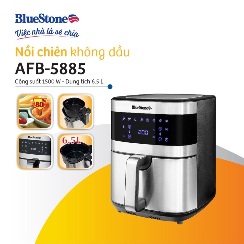 Nồi Chiên Không Dầu Điên Tử BlueStone AFB-5885, Dung Tích 6.5Lit, Bảo Hành Chính Hãng 24 Tháng