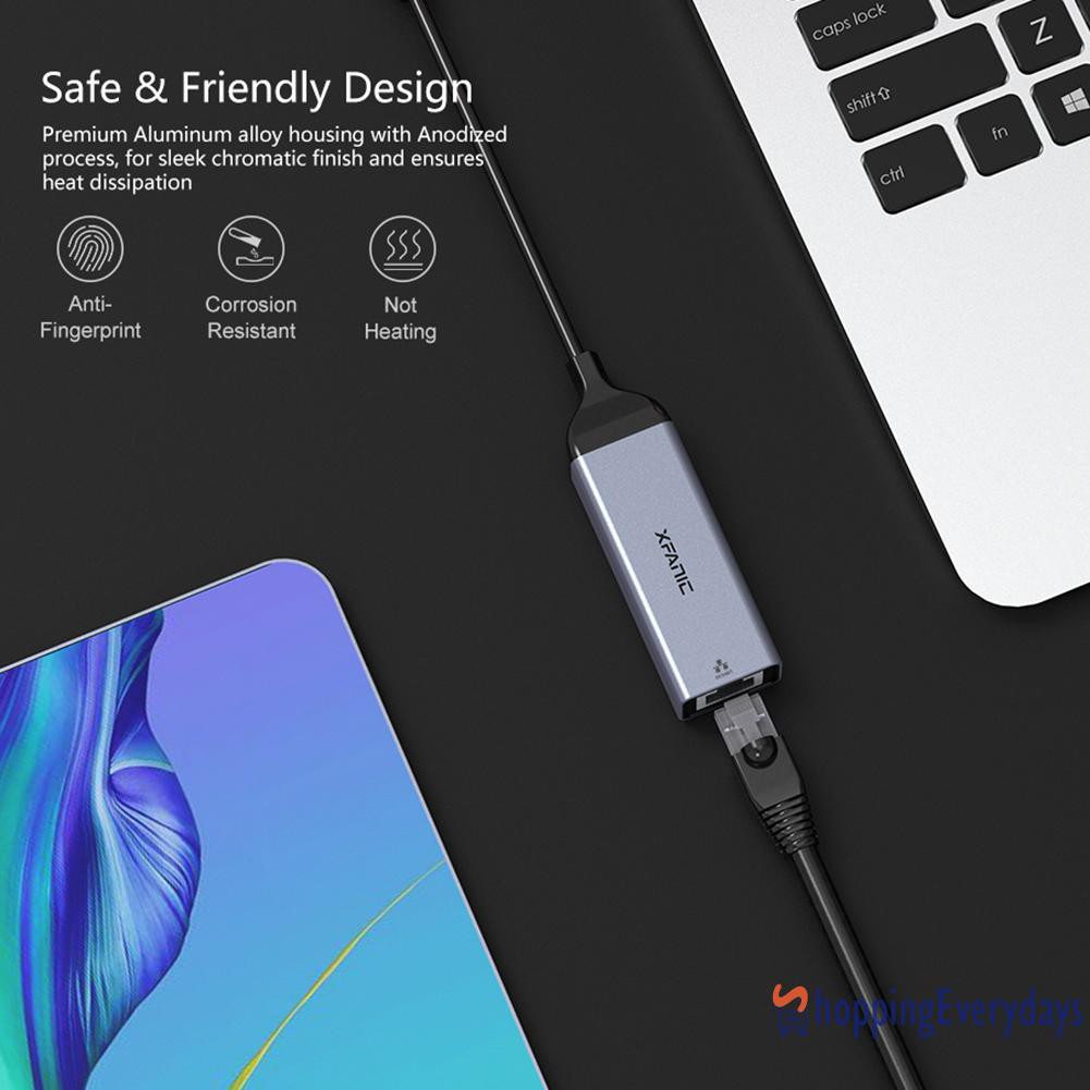 【sv】 Xfanic USB-C to RJ45 Lan Adapter 1000Mbps Network Card Ethernet for Laptop