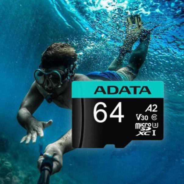 Thẻ nhớ MicroSDXC ADATA 64GB A2 V30 Up to 4K class 10 UHS-3 kèm Adapter