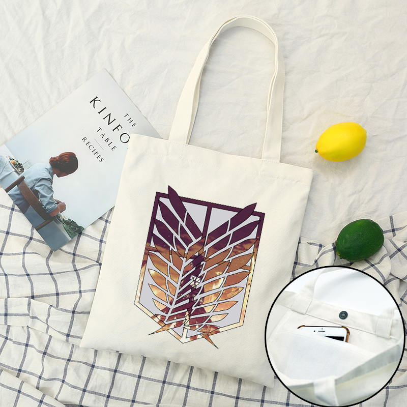 Anime Tấn Công Titan Túi Vải Dung Tích Lớn Nhật Bản Thường Ngày Mua Sắm Túi Bông Tai Kẹp Gothic Nữ Túi Đeo Vai