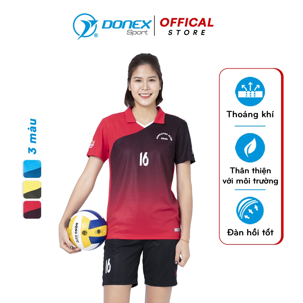 Bộ Bóng Chuyền Nữ DONEXPRO Form Regular In Chuyển Nhiệt Thân Trước, Tay Phải Ép Mác Volleyball Cao Cấp ACB-5134