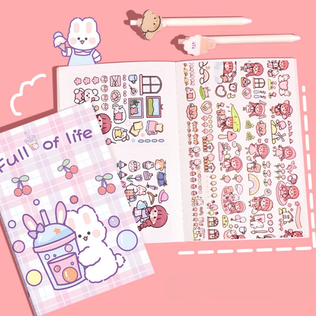 Sổ Chiết Lưu Trữ Sticker, Lưu Trữ Washi Khổ A5 Bìa Họa Tiết Hoạt Hình Xinh Xắn BiTi Store