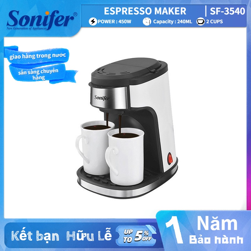 Máy Pha Ép Cà Phê Mini Tự Động Sonifer SF-3540, Máy Ép Pha Chế Cafe Espresso Cao Cấp