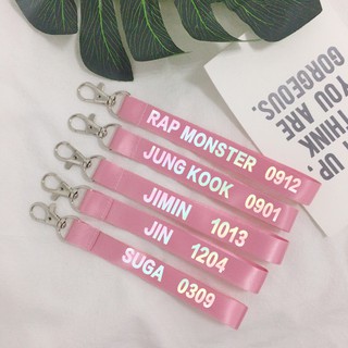 Nametag BTS, Dây Strap Móc Khóa Đeo Cặp, Balo Giá Rẻ