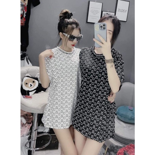 Áo thun tay lỡ fom rộng áo phông nam nữ - in chữ MC