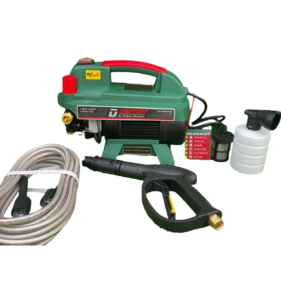 Máy rửa xe áp lực cao Dekton 2200w có chỉnh áp lỗi dây motor đồng DK CWR2200A - Xịt vệ sinh điều hoà