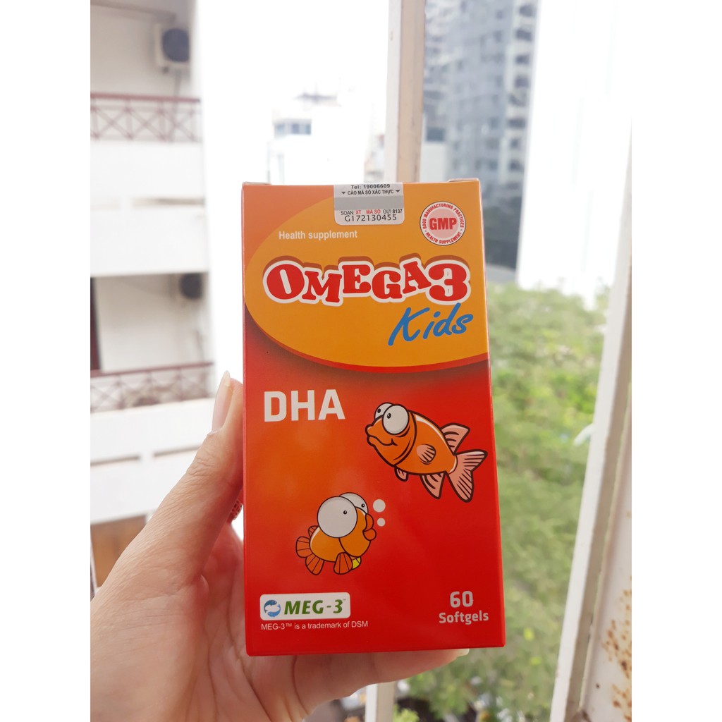 [Có tem cào xác thực] Omega 3 Kids viên bổ mắt trẻ em, giúp bé cải thiện thị lực. Lọ 60 viên nang mềm