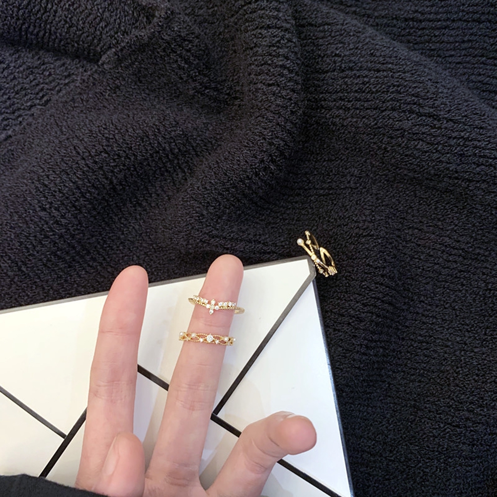 Nhẫn hở đính đá zircon đơn giản có thể điều chỉnh cho nữ