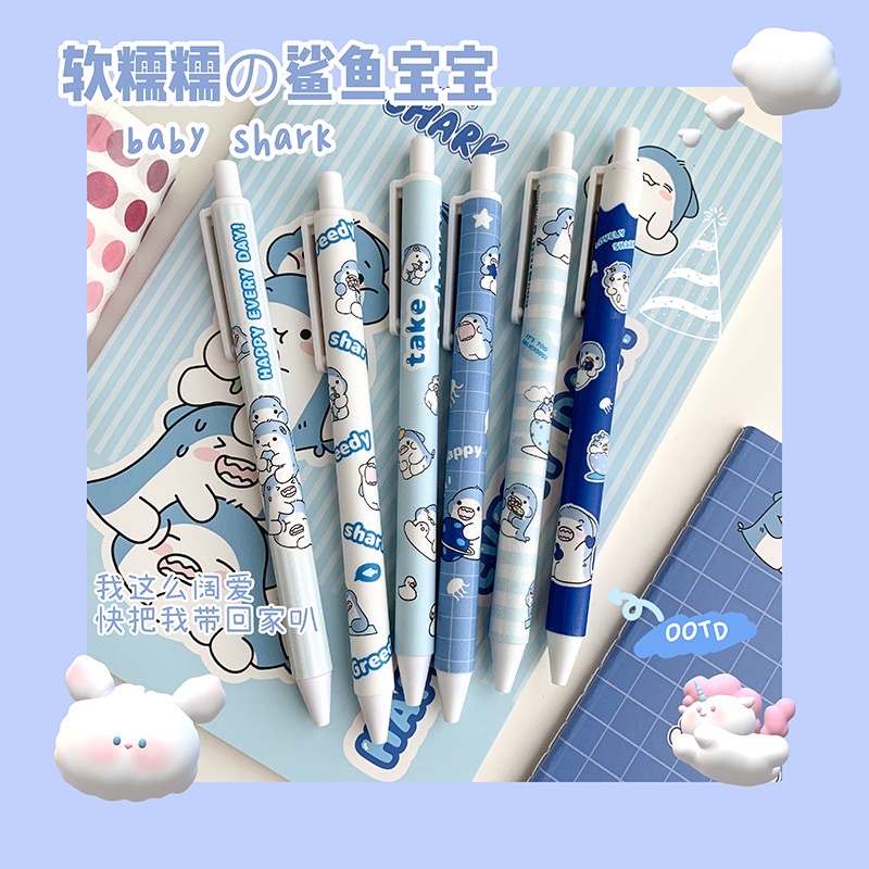 Bút bi nước mực đen vỏ màu xanh 0.5mm mực nhanh khô, bút bi bấm xanh pastel cute , Bút gel bấm có ngòi thay Ếch Ộp Vpp