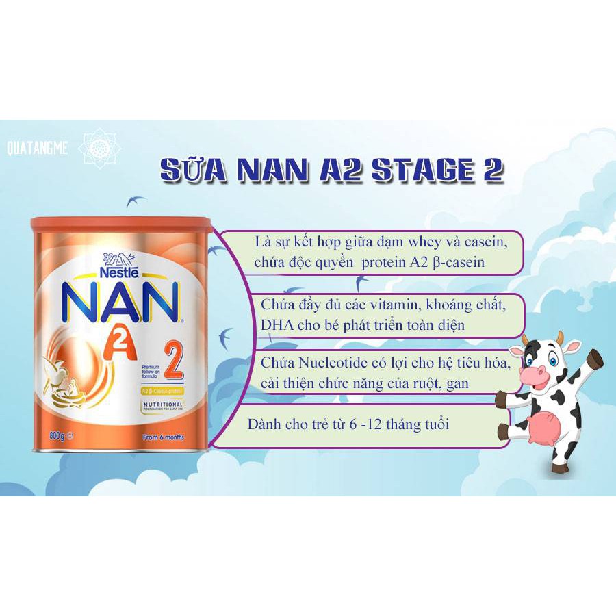 Sữa NAN A2 Úc Số 1,2,3 Lon 800g  FREESHIP  (Date mới nhất)