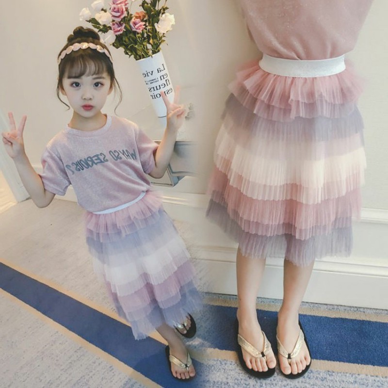 Chân váy lưới xếp li dễ thương cho bé gái